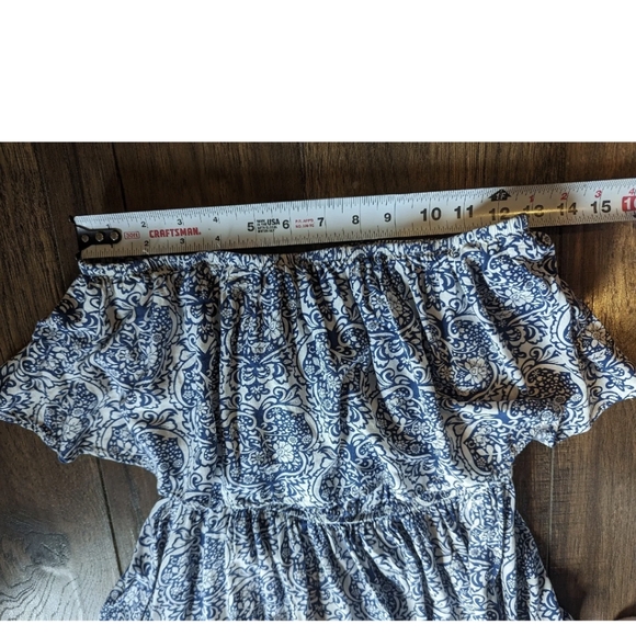 YIDARTON WOMEN'S STRAPLESS MAXI DRESS Stretchy Blue & White Floral Print Large - Picture 9 of 16